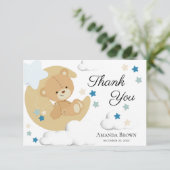 Teddy Bear Love Baby Boy Shower | Bedankkaart (Staand voorkant)