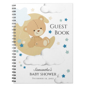 Teddy Bear Love Baby Boy Shower   Gastboek Notitieboek