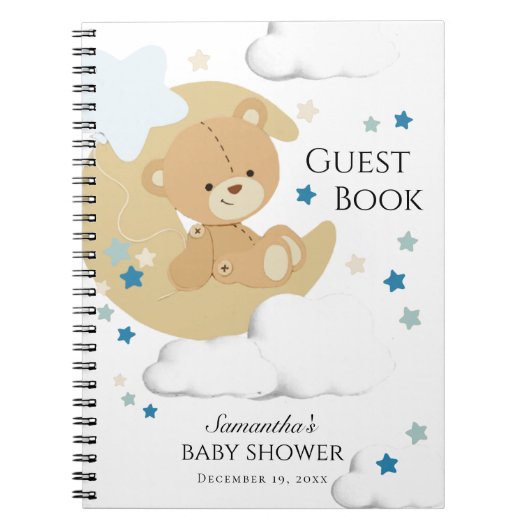 Teddy Bear Love Baby Boy Shower | Gastboek Notitieboek (Voorkant)
