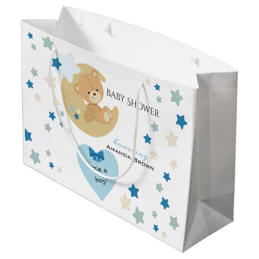 Teddy Bear Love Baby Boy Shower | Groot Cadeauzakje (Achterkant Gekanteld)