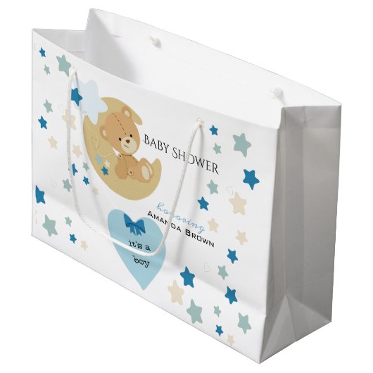 Teddy Bear Love Baby Boy Shower | Groot Cadeauzakje (Voorkant Gekanteld)
