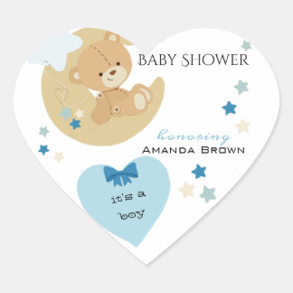 Teddy Bear Love Baby Boy Shower | Hart Sticker