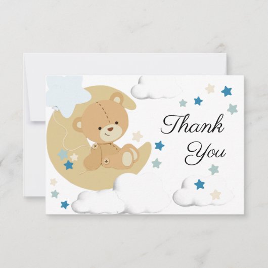 Teddy Bear Love Baby Boy Shower | Hartelijk dank Bedankkaart (Voorkant)