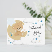 Teddy Bear Love Baby Boy Shower | Hartelijk dank Bedankkaart (Staand voorkant)