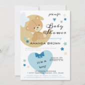 Teddy Bear Love Baby Boy Shower | Kaart (Voorkant)