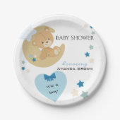 Teddy Bear Love Baby Boy Shower | Papieren Bordje (Voorkant)