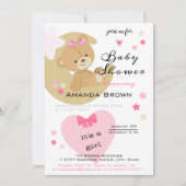Teddy Bear Love Baby Girl Shower Kaart (Voorkant)