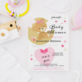Teddy Bear Love Baby Girl Shower Kaart