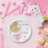 Teddy Bear Love Baby Girl Shower Papieren Bordje (Feest)