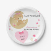 Teddy Bear Love Baby Girl Shower Papieren Bordje (Voorkant)