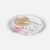 Teddy Bear Love Baby Girl Shower Papieren Bordje (Gekanteld)