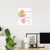 Teddy Bear Love Baby Girl Shower Poster (Thuiskantoor)