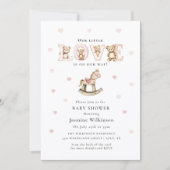 Teddy Bear Love Baby Shower Invitation Kaart (Voorkant)