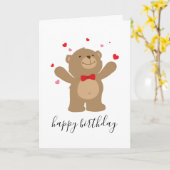 Teddy Bear Love Cute Personalized Birthday Baby Kaart (Gele Bloem)