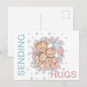 Teddy Bear LOVE Get Well SENDING HUGS Briefkaart (Voorkant / Achterkant)