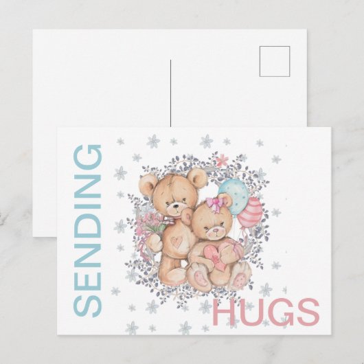Teddy Bear LOVE Get Well SENDING HUGS Briefkaart (Voorkant / Achterkant)