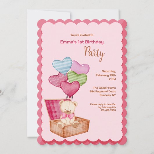 Teddy Bear Love Invitations Kaart (Voorkant)