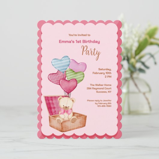 Teddy Bear Love Invitations Kaart (Staand voorkant)