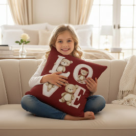 Teddy Bear "LOVE" Watercolor Valentine Design Kussen