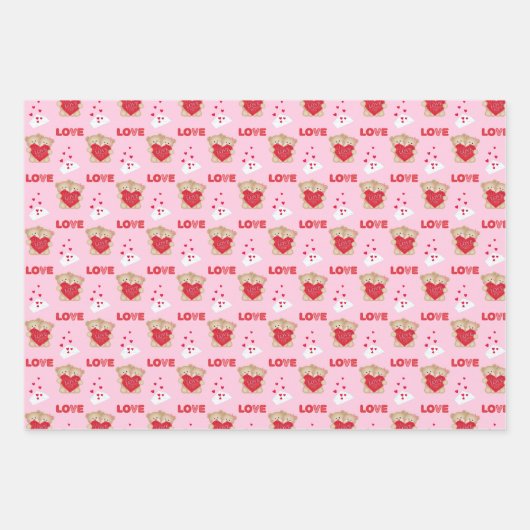 Teddy Bear Love Wrapping Paper Sheets verzenden (Voorkant 2)