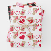 Teddy Bear Love Wrapping Paper Sheets verzenden (In situ)