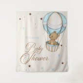 Teddy Bear Lucht Hete Ballon Barly Wachten Baby sh Wandkleed (Voorkant)