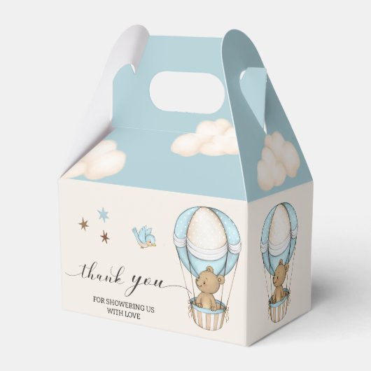 Teddy Bear Lucht Hete Ballons Baby shower Bedankdoosjes (Voorkant Zijde)