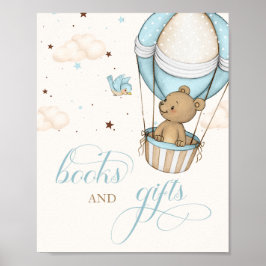Teddy Bear Luchtballon Baby shower boeken & cadeau Poster