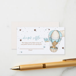 Teddy Bear Luchtballon Baby shower Luier Raffle Informatiekaartje