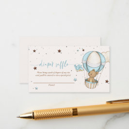 Teddy Bear Luchtballon Baby shower Luier Raffle Informatiekaartje