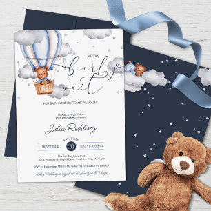 Teddy Bear Luchtballon Barly Wachten Baby shower Kaart