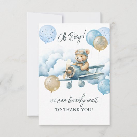 Teddy Bear Luchtballon Dank u Bedankkaart (Voorkant)