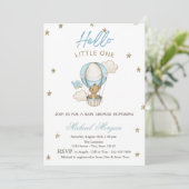Teddy Bear luchtballon Glitter Stars Baby shower Kaart (Staand voorkant)