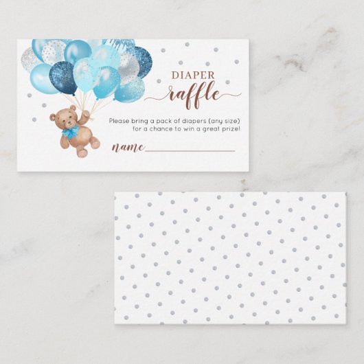 Teddy Bear Luier Raffle Baby shower Behuizing Informatiekaartje (Voorkant / Achterkant)