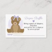 Teddy Bear Luier Raffle Ticket Girl Baby shower Informatiekaartje (Voorkant)