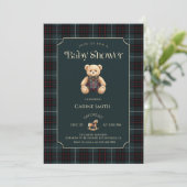 Teddy Bear Luxury Vintage Baby Shower party Kaart (Staand voorkant)