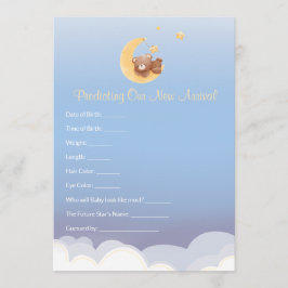Teddy Bear Maan Baby Shower Voorspelling Notitiekaartje