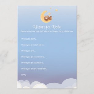 Teddy Bear Maan Baby Shower Wensen Voor Baby Notitiekaartje
