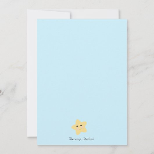 Teddy Bear Maan Sterren Baby Jongen Douche Dank je Kaart (Achterkant)