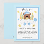 Teddy Bear Maan Sterren Baby Jongen Douche Dank je Kaart (Voorkant / Achterkant)