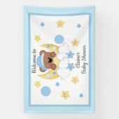 Teddy Bear Maan Sterren Baby Jongen Douche Welkoms Spandoek (Verticaal)
