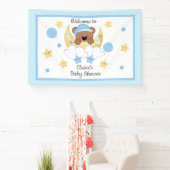 Teddy Bear Maan Sterren Baby Jongen Douche Welkoms Spandoek (Insitu)