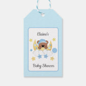 Teddy Bear Maan Wolken Sterren Baby Jongen Douche Cadeaulabel (Achterkant)