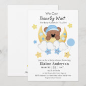 Teddy Bear Maan Wolken Sterren Baby Jongen Douche Kaart (Voorkant / Achterkant)