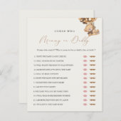 Teddy Bear Mam of Papa Baby shower Game (Voorkant / Achterkant)