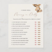 Teddy Bear Mam of Papa Baby shower Game (Voorkant)