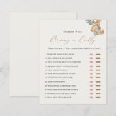 Teddy Bear Mam of Papa Baby shower Game (Voorkant / Achterkant)