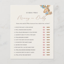 Teddy Bear Mam of Papa Baby shower Game