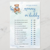 Teddy Bear Mam of Papa Boy Baby shower Game (Voorkant)