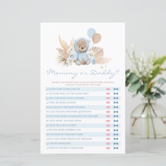 Teddy Bear Mam of papa raden wie het spelletje zei (Staand voorkant)